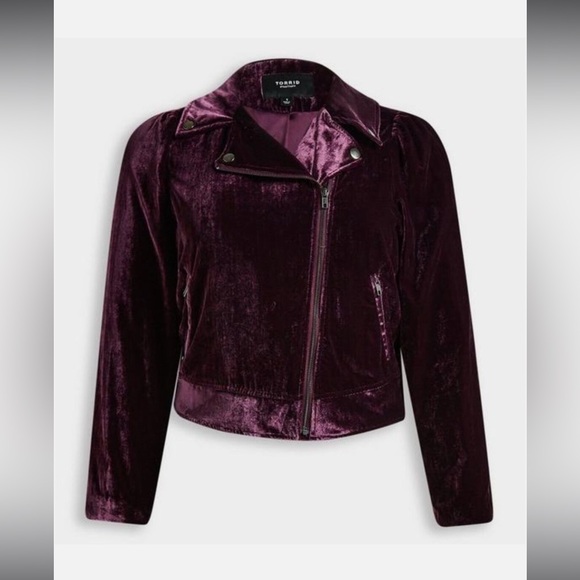 Velvet Moto Jacket Purple Size - Picture 3 of 6